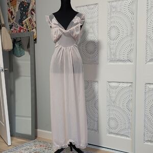Vintage 50's Blush Sheer Nightgown With Ruffles Size 36